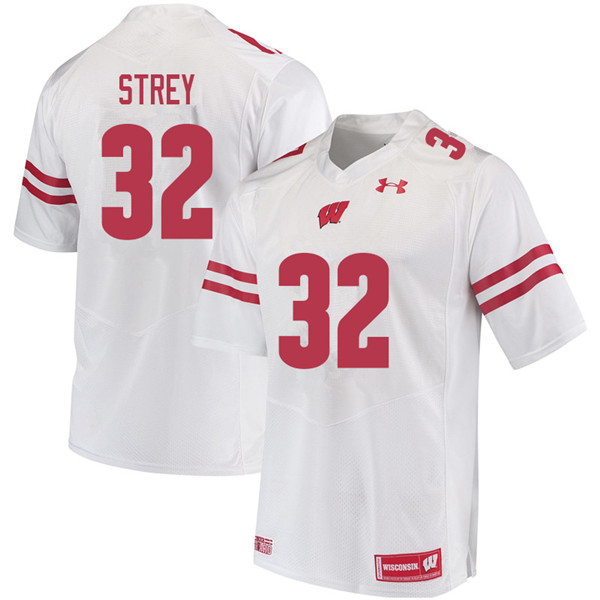 Men #32 Marty Strey Wisconsin Badgers College Football Jerseys Sale-White